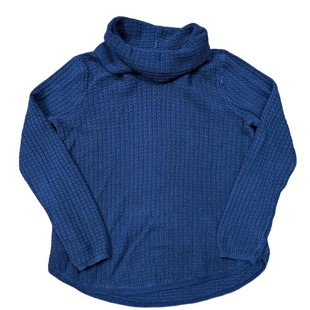 Eight Eight Eight Navy Blue Cotton Knit Turtle Neck Sweater Large Minimalist